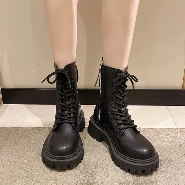 British Platform Female Boots Black - Shop at LoveMi