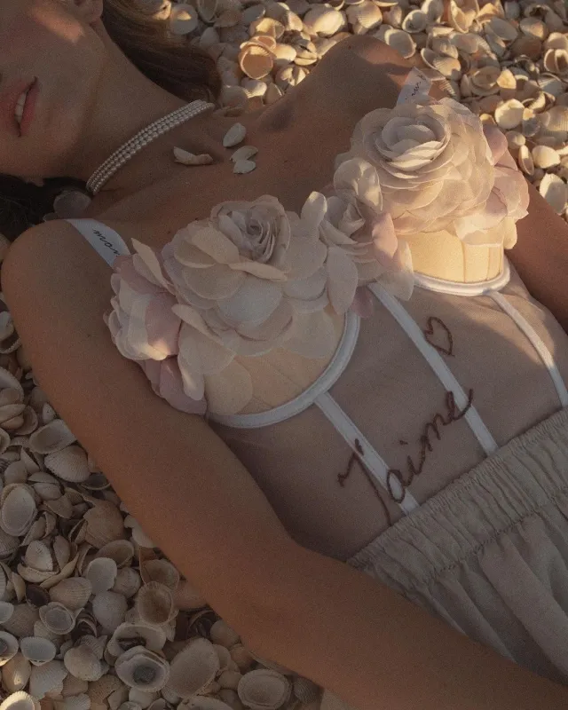 Women's French Flower Embroidered Fishbone Plastic Waist Camisole Top Pink - Shop at LoveMi
