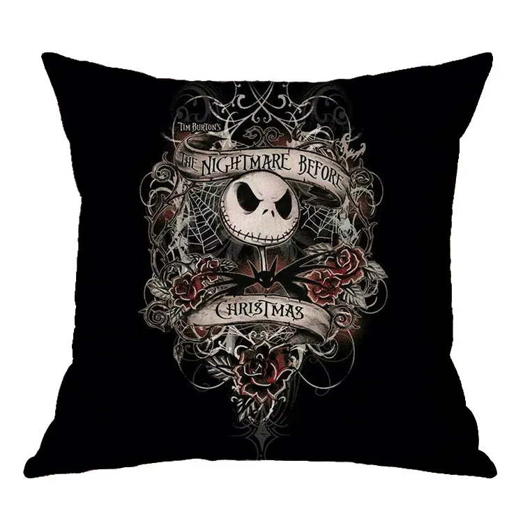 Linen Skull Halloween Pillow Cover – image 5