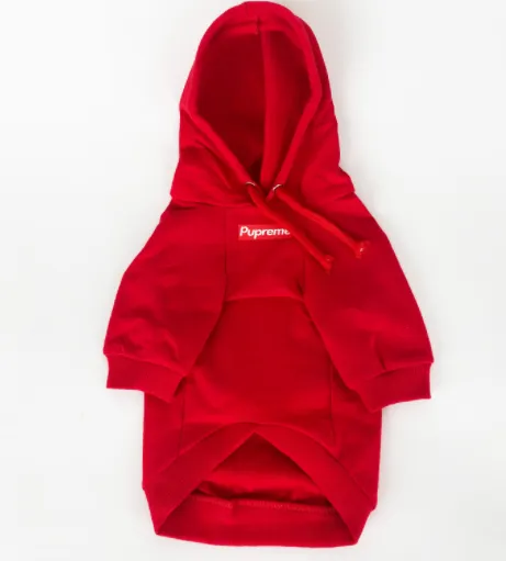Pet Cotton Dog Clothes Hooded Sweater - Red