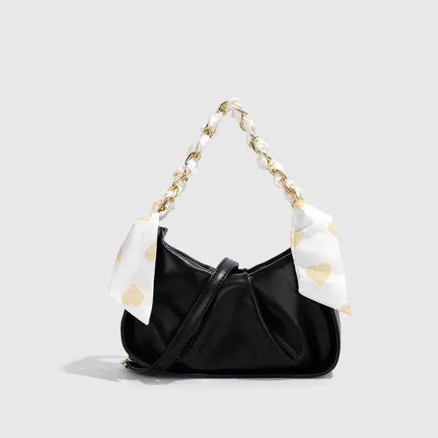 Fashion All match Messenger Bag High quality One shoulder Fold Underarm Bag Black - Shop at LoveMi