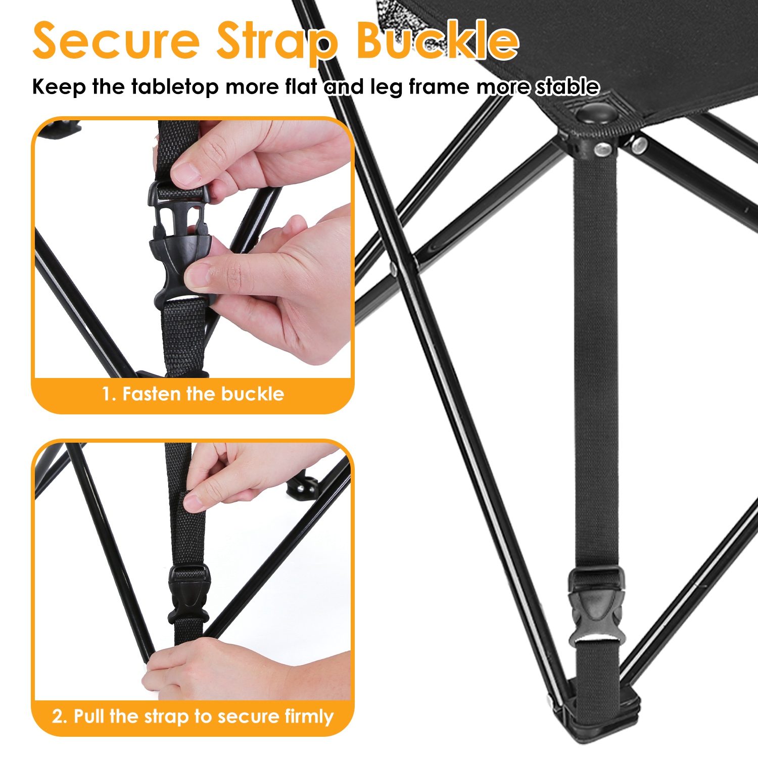 1Pc 2Pc Options Foldable Camping Table Portable Picnic Table Lightweight Travel Desk With 2 Cup Holders Carrying Bag Color Options Black Orange Green Red Blue Navy Blue image 8