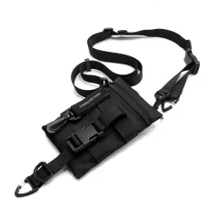 Crossbody Small Bag Nylon Tactical Belt Bag - Black - View 1