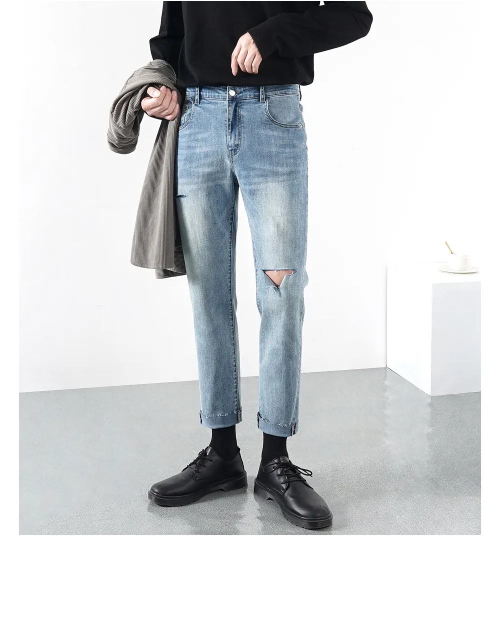 Ripped Jeans for Men Light Summer Thin