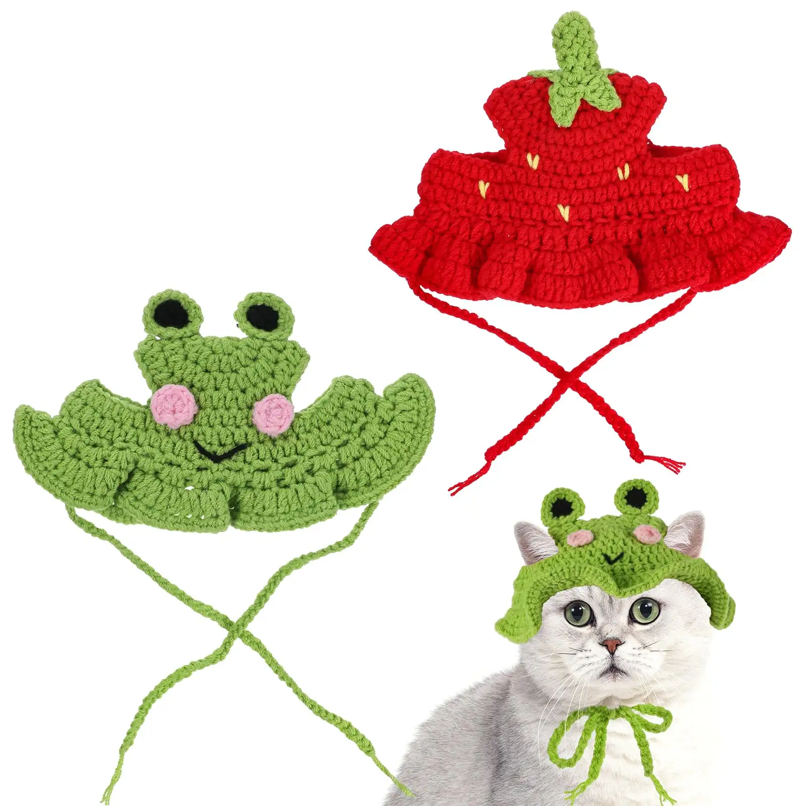 Crochet Cat Hats Knit Hat Strawberry