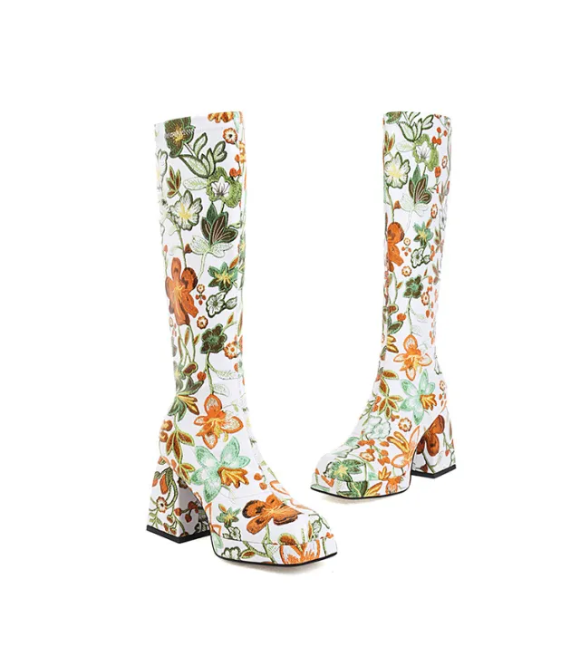 Fashion Ladies Square Toe But Knee Ankle Boots Green - Shop at LoveMi