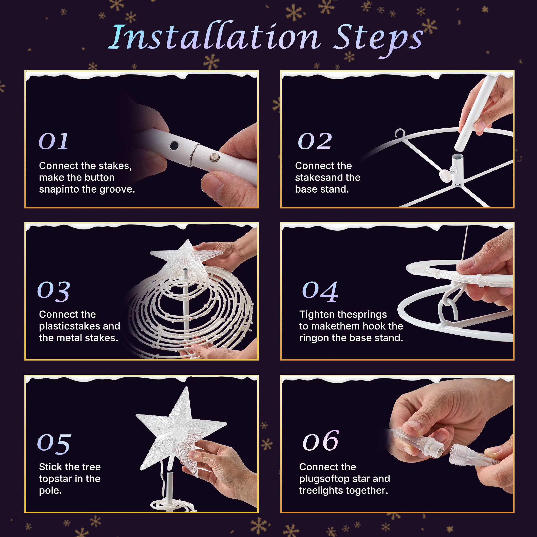3-piece Spiral Christmas Tree, 3-4-5 Feet LED Garden Decoration Lights image 5