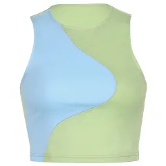 Women's Sleeveless Top With Elastic Bottoming Round Neck Vest - Green - View 1