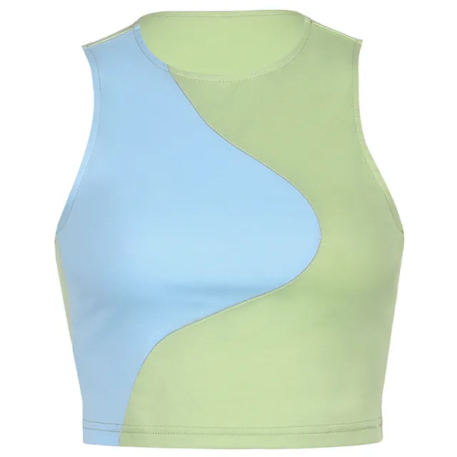 Women's Sleeveless Top With Elastic Bottoming Round Neck Vest Green - Shop at LoveMi