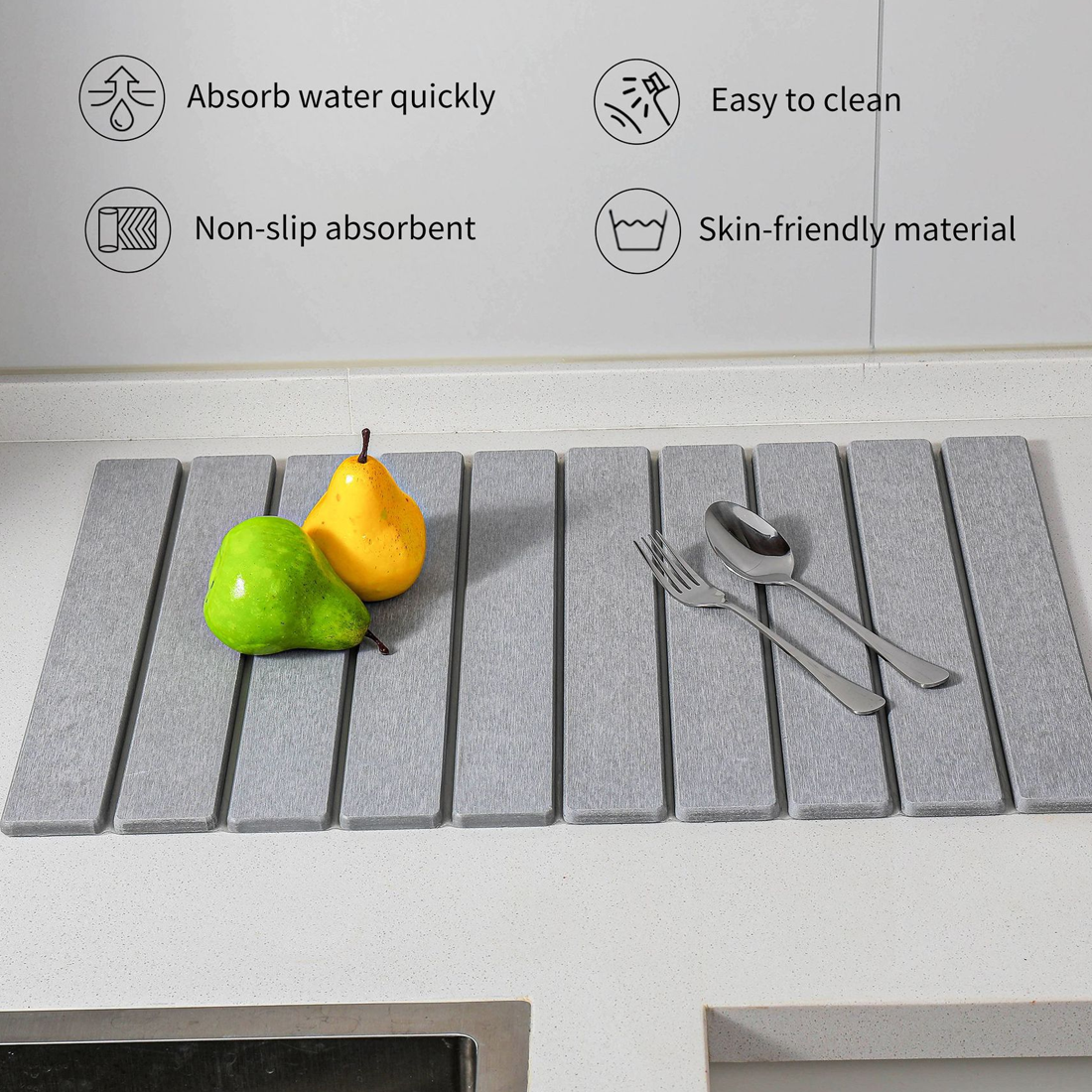 Foldable Diatomite Drying Mat Absorbent Draining Quick Dry Nonslip Pad — image 7