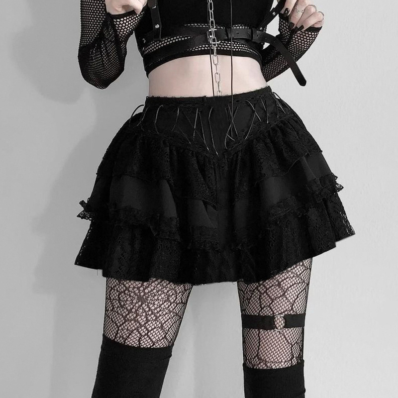 Heavy Work Dark Lace Puffy Skirt