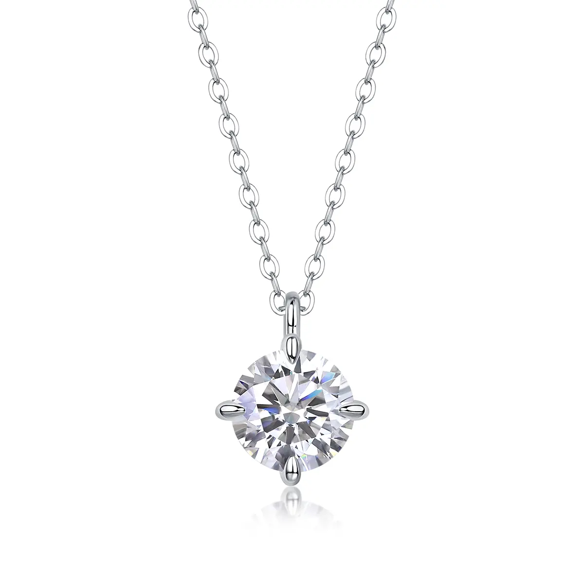 1Round And Smooth - A Fashionable And Luxurious Diamond Jewelry Piece Set With 2-carat Moissan Diamonds, S925 Sterling Silver And Platinum-plated Pendant Prohib