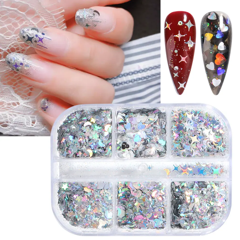 Gold and Silver Laser Irregular Nail Glitter Sequins