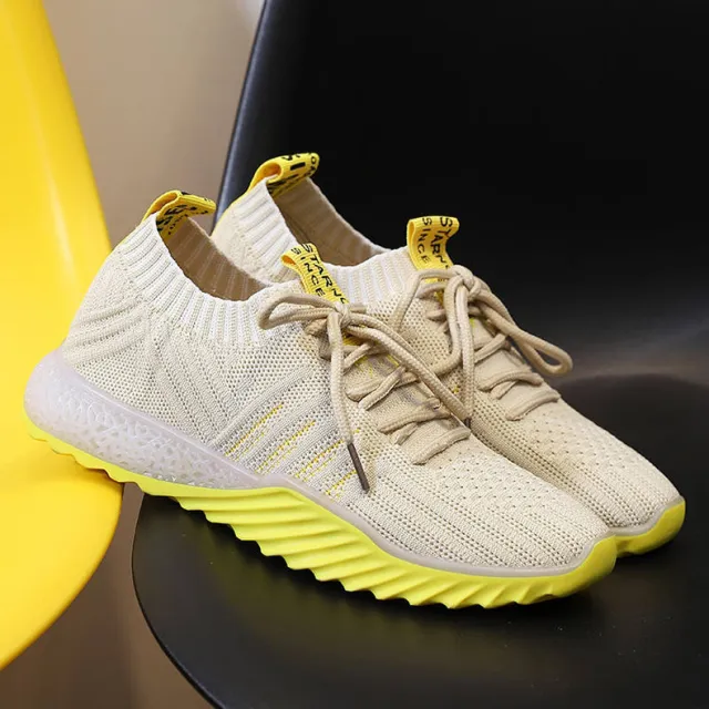 Women Platform Sock Sneakers Mesh Breathable Casual Shoes Beige - Shop at LoveMi