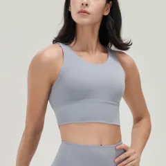 Yoga Deep V Bra Fitness High-neck Vest - Grey - View 1