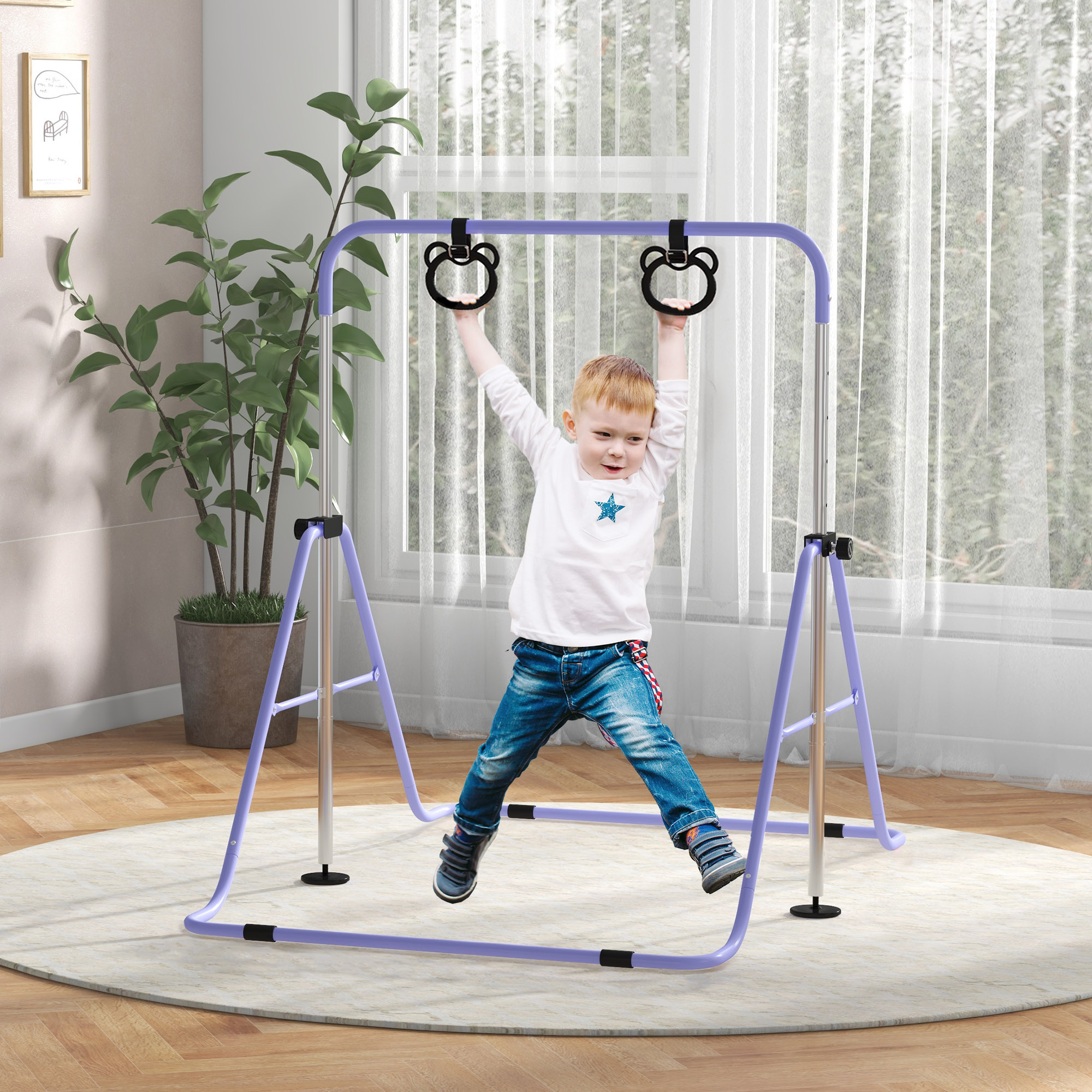 Adjustable Height And Foldable Children's Gymnastics Horizontal Bar With Anti — image 7