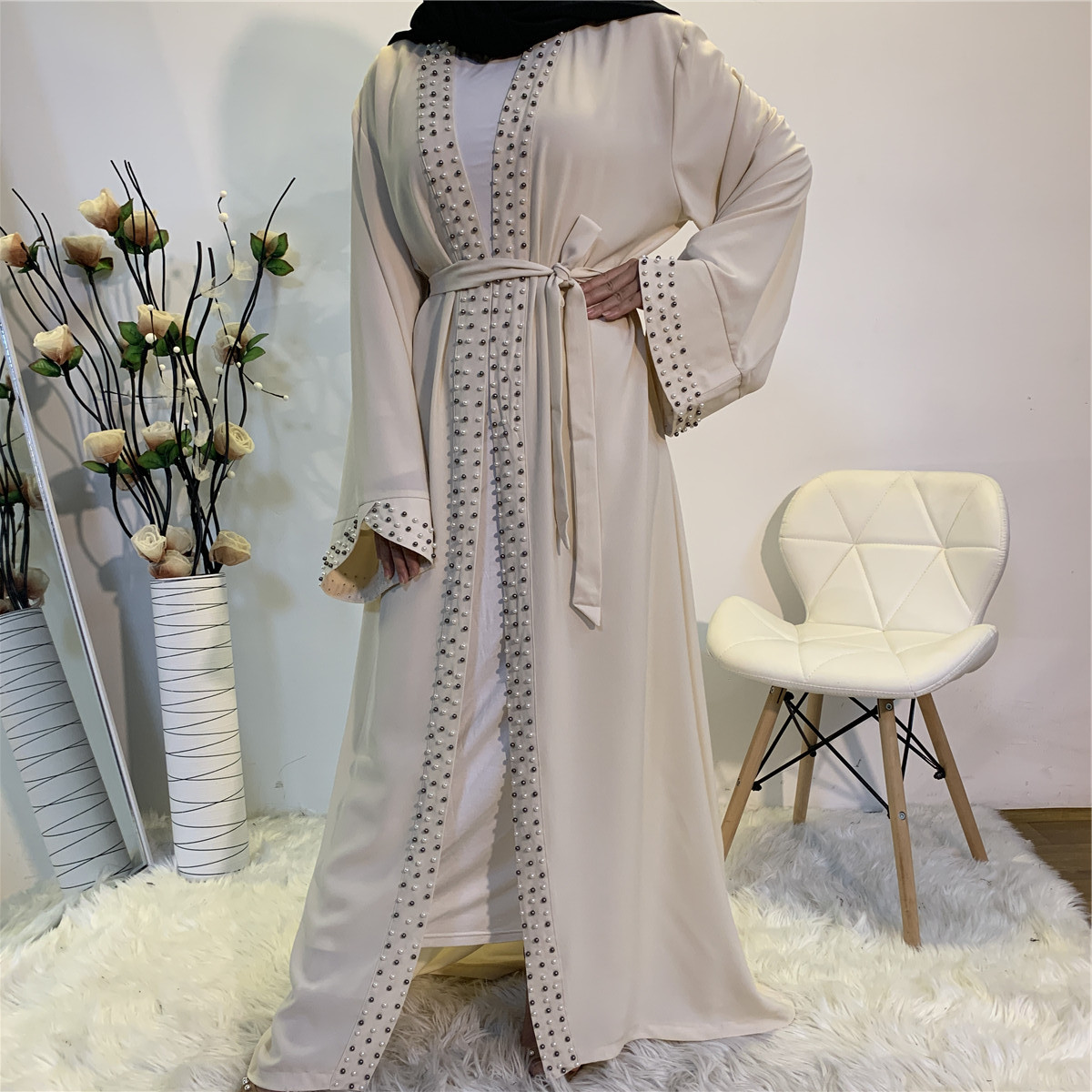 رداء كارديغان مسلم مزين بالخرز