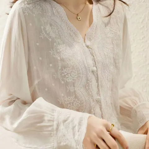 Fashion New V-neck Retro Cotton and Linen Inner