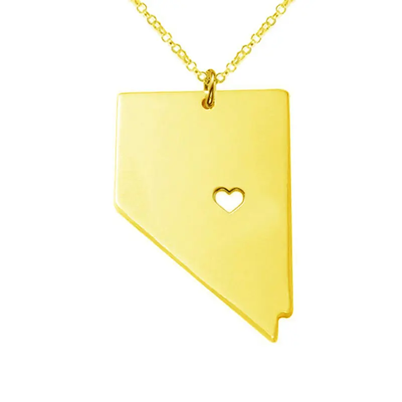 United States Nevada State Map Stainless Steel Necklace