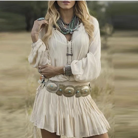 Lantern Sleeves Show Thin Temperament Long Skirt