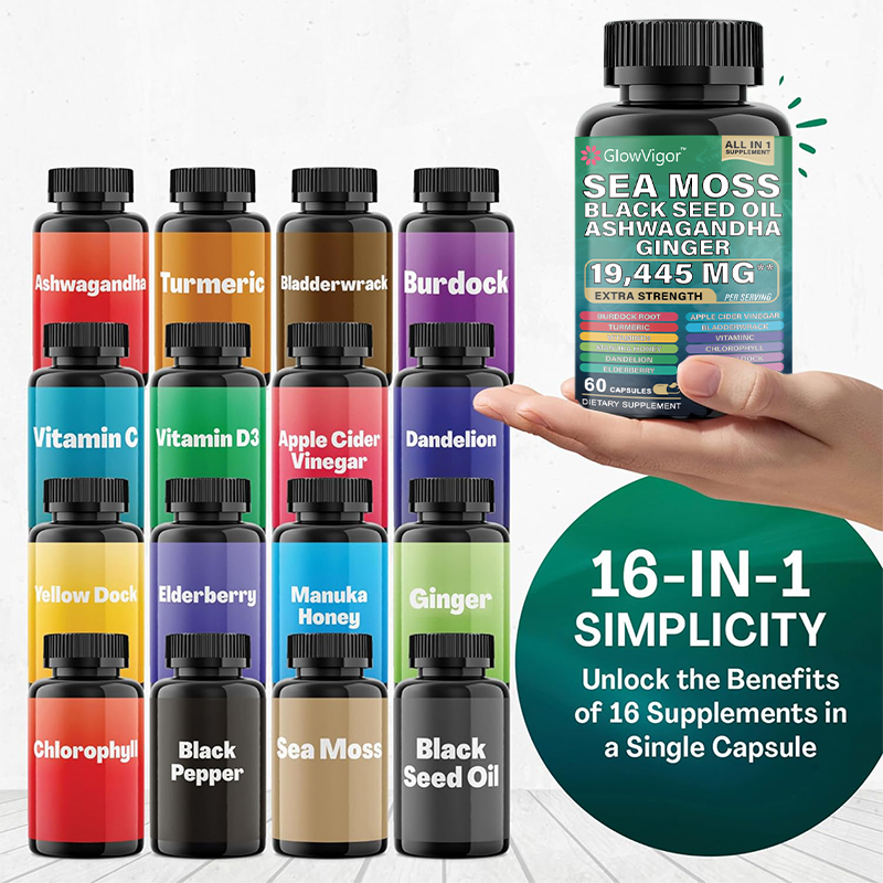 Sea Moss and Black Seed Oil Supplement Blend. Introducing our revolutionary MagicMoss Formula, a comprehensive combination of Sea Moss Pills, Black Seed Oil Pills, Ashwagandha, Bladderwrack, and Burdock Root Capsules, enriched with over 12 potent ingredie