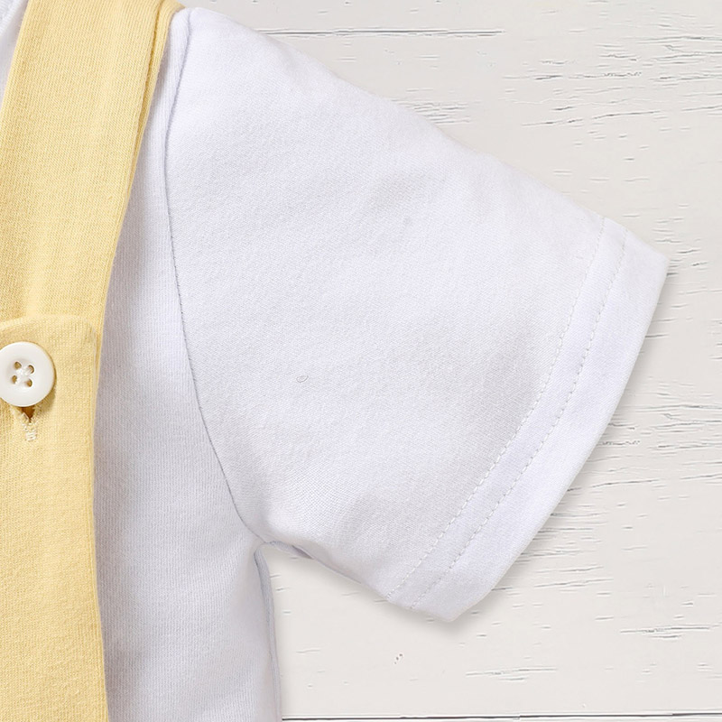 Infant Baby Boy Gentleman Outfit Summer Short Sleeve Crew Neck T Shirt First Birthday Suspender Romper Jumpsuit Set — view 6