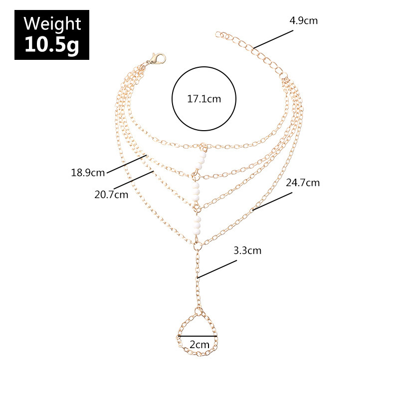 Personalized Trend Gold Fine Chain Multi Layer Finger One Rice Bead Bracelet