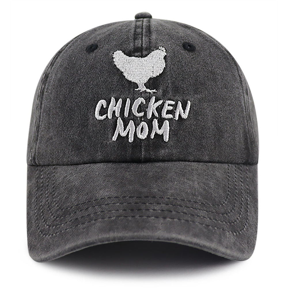 Set Of 2 Pcs Chicken Dad And Chicken Mom Hat, Funny Adjustable Washed Cotton Embroidered Farm Baseball Cap - Women's Clothing