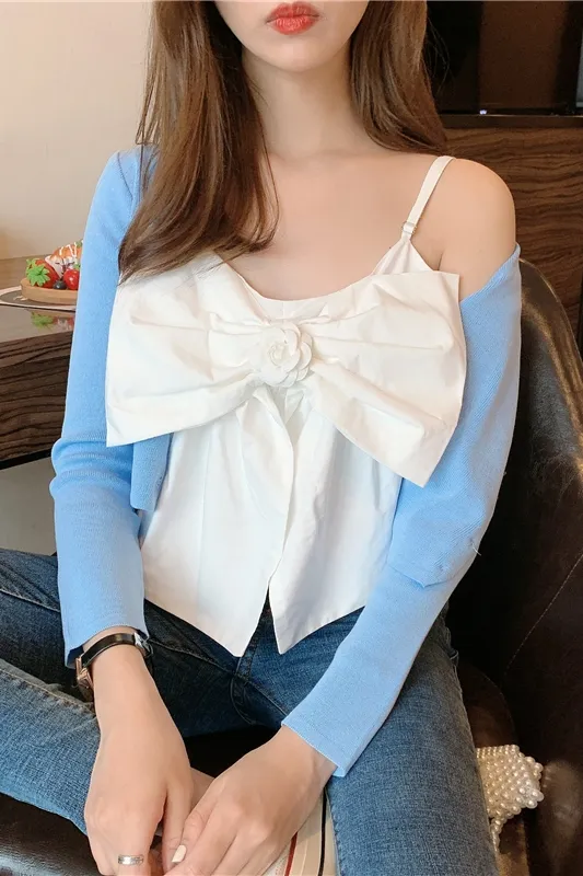 Large Size Women's Sling Summer New Style Light Blue Cardigan Single Pie - Shop at LoveMi