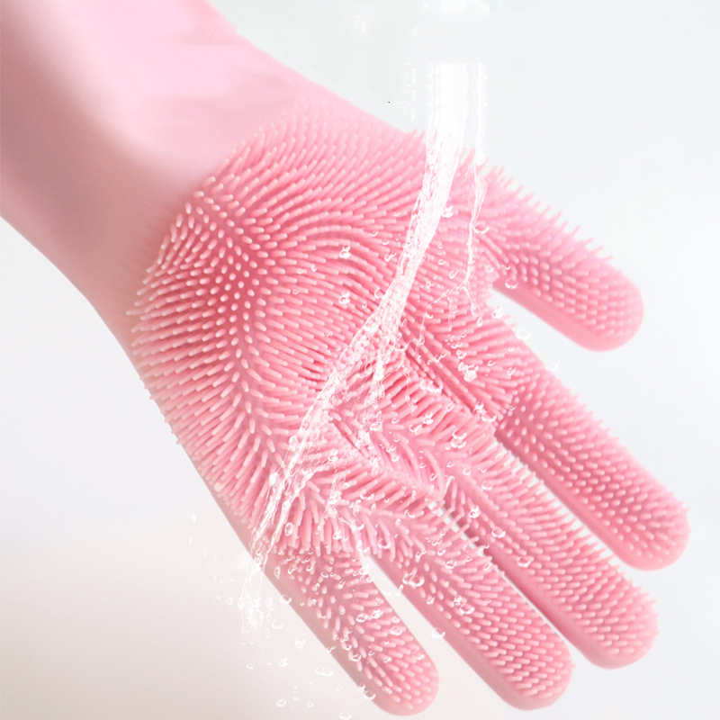 Title 4, Silicone Dishwashing Gloves Female Waterproof H...