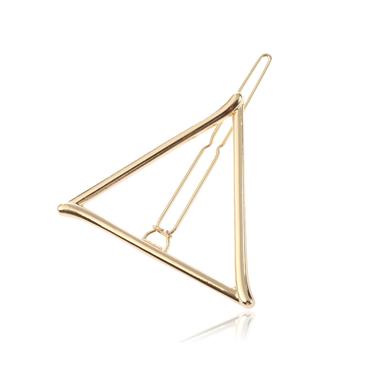 Geometric Triangle Metal Hair Clip Moon Bangs Clip Triangle Gold - Shop at LoveMi