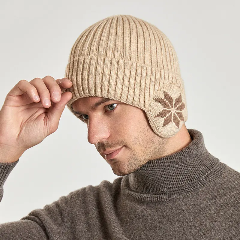 Thermal Knitting Woolen Cap Men's Fleece-lined Thickened Winter Trending