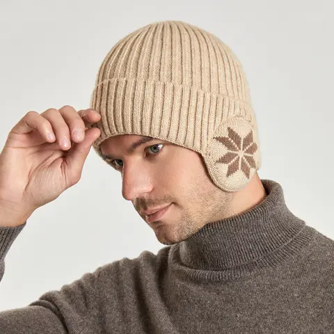 Thermal Knitting Woolen Cap Men's Fleece-lined Thickened Winter Trending