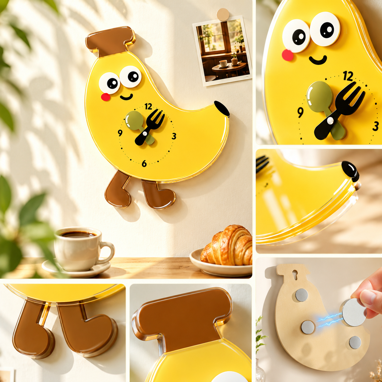 Lovely Fruit Cartoon Silent Kitchen Magnet Clock 4