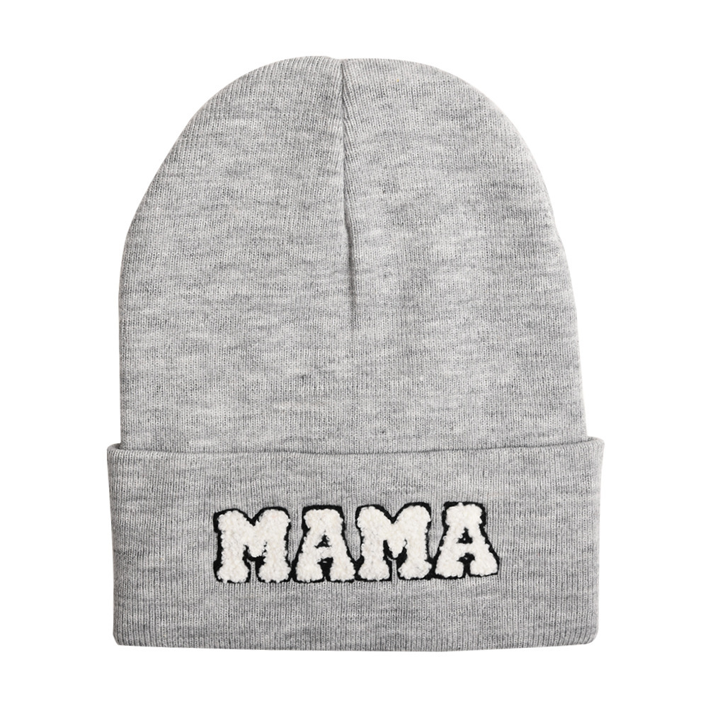 The New Mama Letter Embroidery Wool Hat Solid Color Warm
