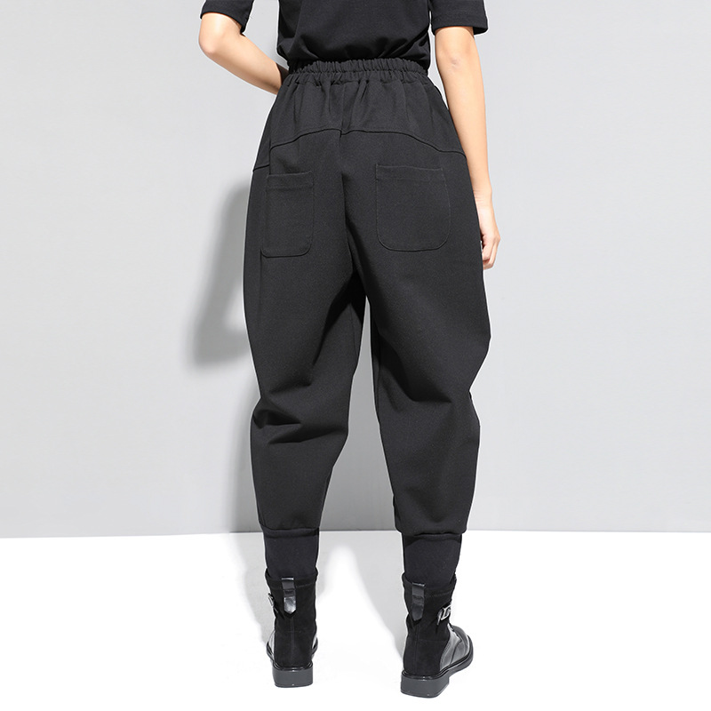 New Women's Casual Zipper Stitching High-waist Tapered Overalls