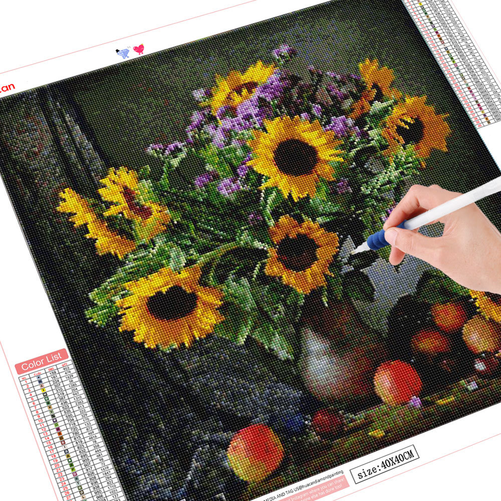 Sunflower Mosaic Vase 5d Diamond Painting