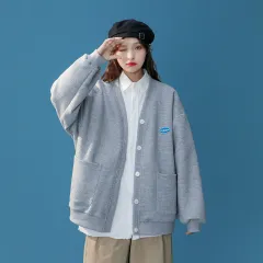Student Korean Style Niche Design Sense College Style Cardigan Jacket Women - Light Grey - View 1