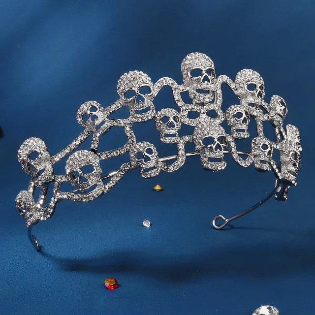 Queen's Halloween Crystal Skull Crown Silver - Shop at LoveMi
