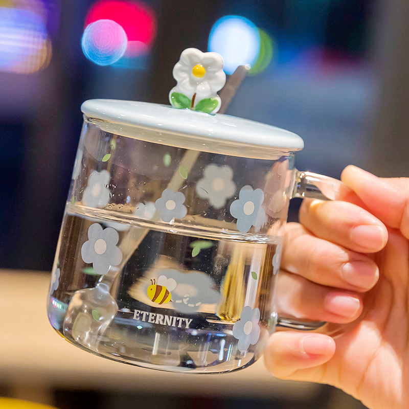 مقبض بدرزة زجاجية مع ملعقة وغطاء