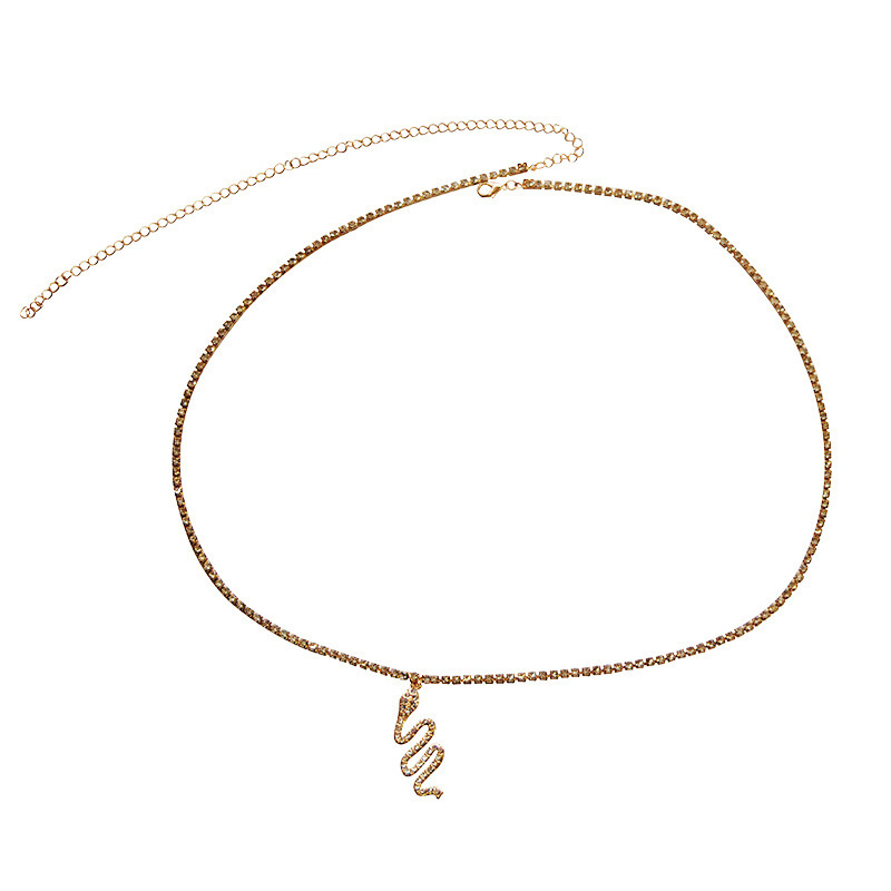 Hot Selling Simple Personality Rhinestone Snake Pendant