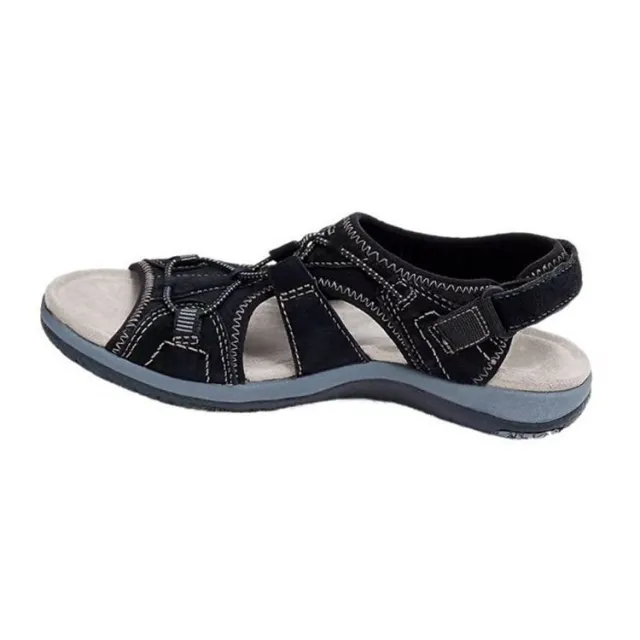 Women's New Roman Wedge Sandals Round Toe Velcro Black - Shop at LoveMi