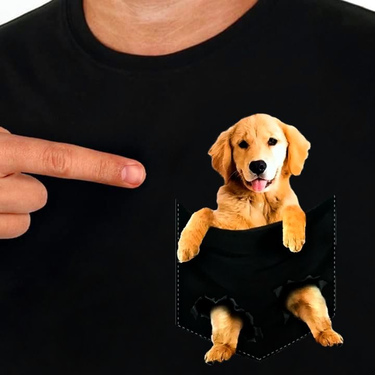 Title 2, Camiseta masculina com estampa de bolso simples...