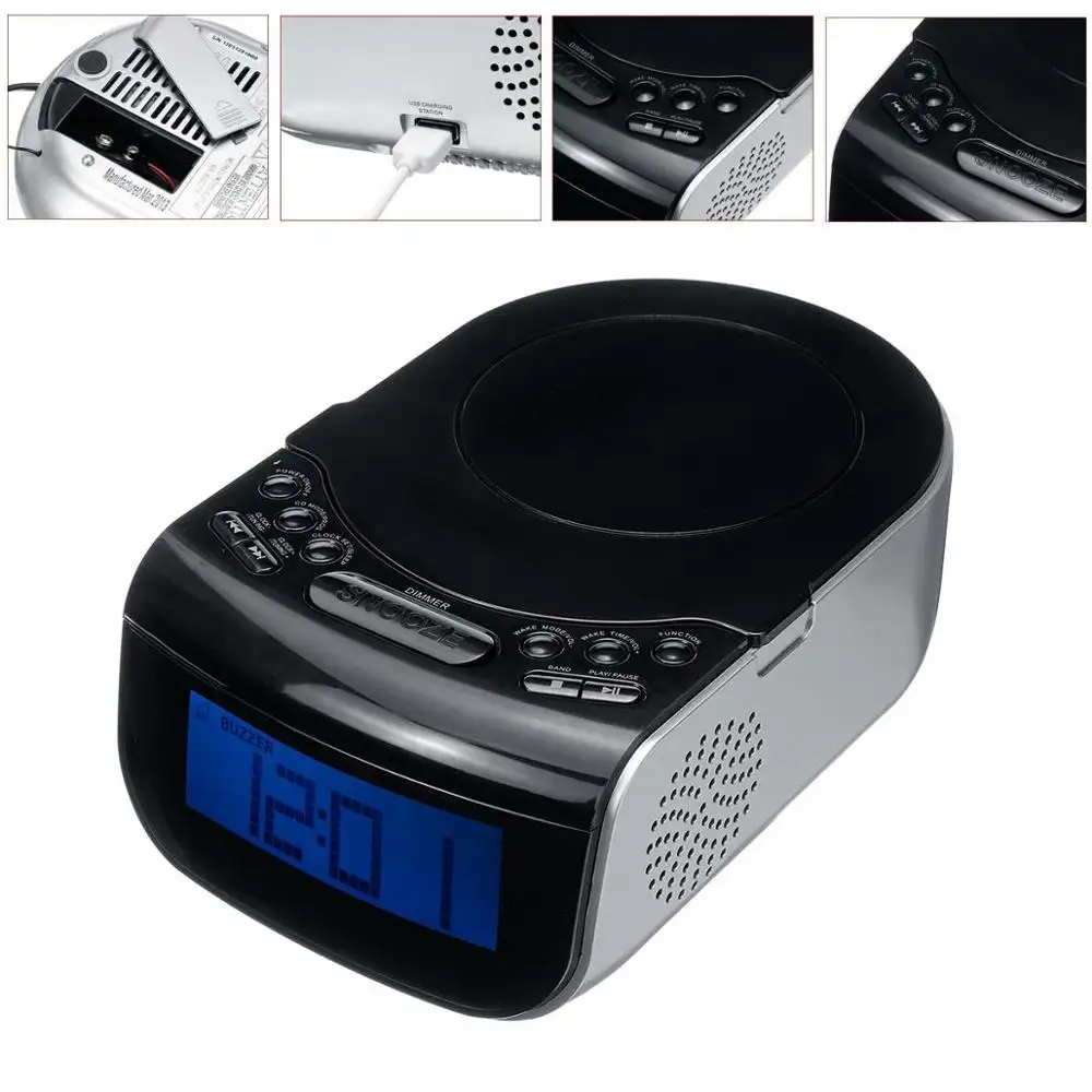 LCD Digital Alarm Dual Speakers Radio CD