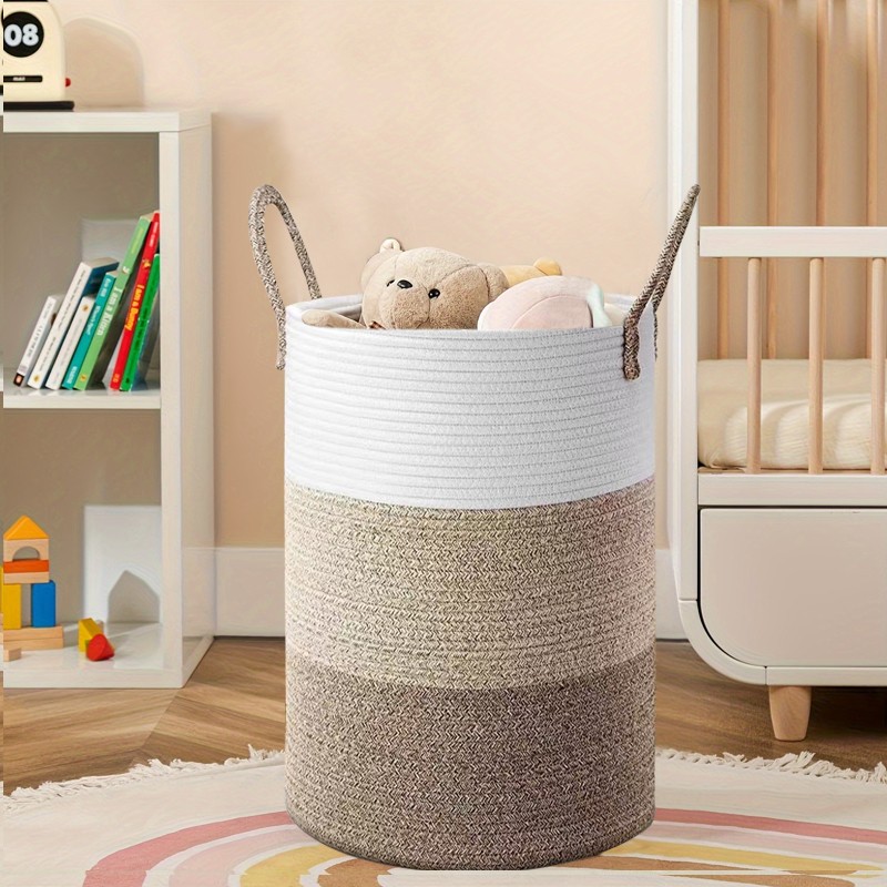 58L Cotton Rope Basket Large Blanket Woven Storage Organiser Nursery Laundry — image 7