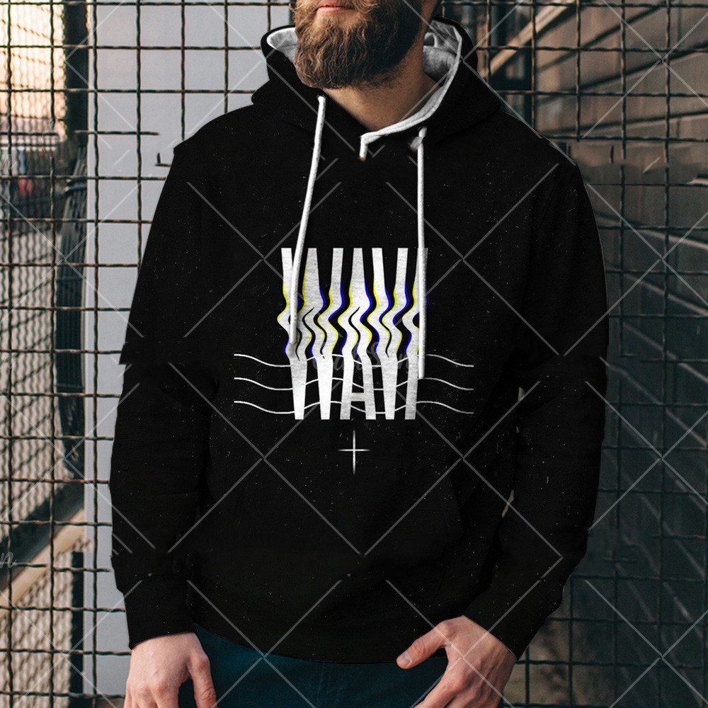 Men's Fashion Letter Print Painted Loose Sports Hoodie