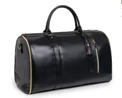 Foldable Women's Travel Convenient Carry-on Clothing Bag Large PU Leather Duffel Bag Women's Business Travel Bag - Black - View 1
