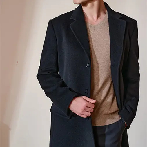 High-end Black Thickened Cashmere Coat Mid-length