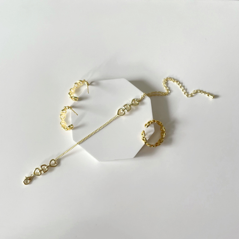 Minimalist Love Letter D Earrings Ring Bracelet — foto 4