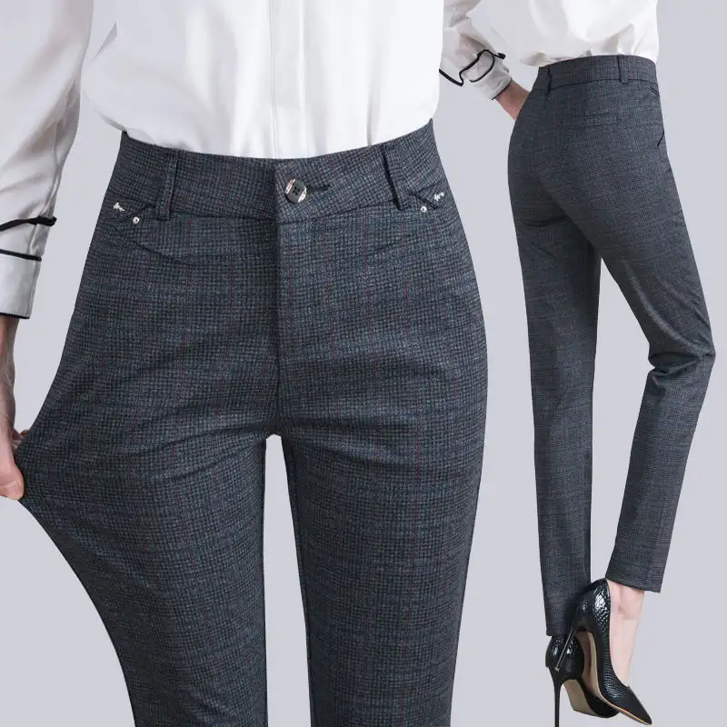 Women's Plus Size High Waist Stretch Loose Mother Slacks